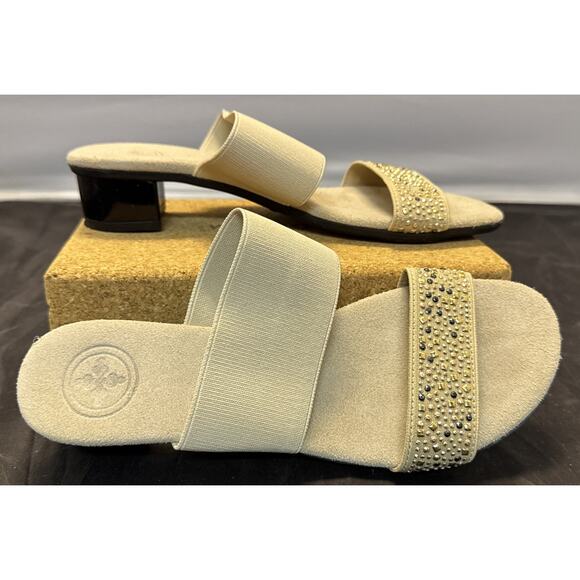 Tory Burch Estella Embellished Slide On Sandals With Crystals Size 7 Shoes - Picture 2 of 12